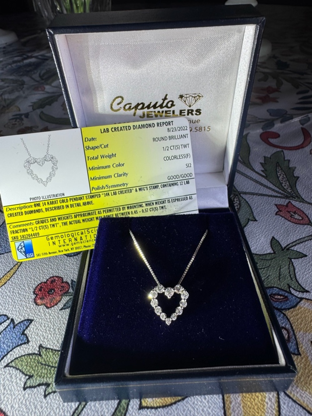 White Heart Pendant Necklace with Sparkling Stones